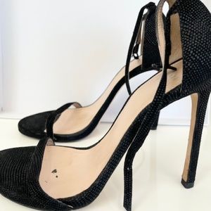 Stuart Weitzman NUDIST BLACK GOOSEBUMPS SANDAL